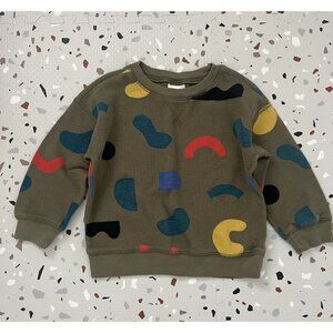 Graphic Print Waffle Sweater